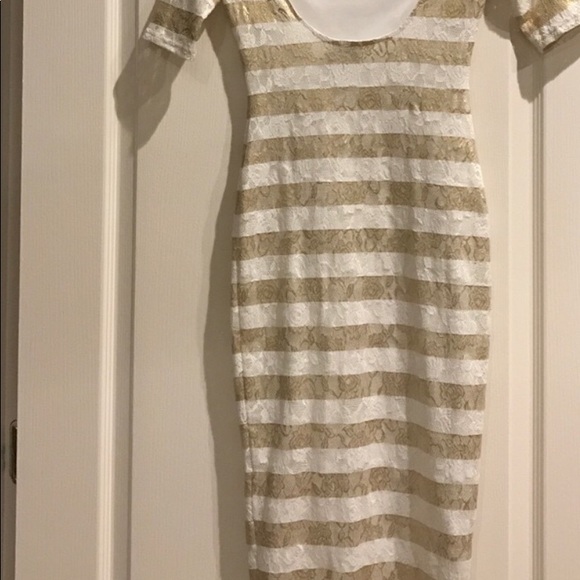 ASOS gold striped midi dress Sold Out - Picture 5 of 7
